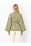 Olive Belted Design Kimono - Khaki - 3