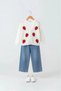 My Little One's Strawberry Knitwear Embroidered Detailed Cardigan Girl's 3-Piece Set - Red - 2
