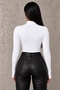 Women's White Finger Detailed Bodysuit - 6