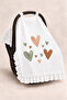 100% Muslin Baby Stroller Cover with Ruffle Detail and Heart Pattern, White 70X110 cm - 3