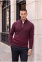 Bardem Hair Braided Half Zipper Men's Knitwear Sweater - Claret Red - 5