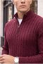 Bardem Hair Braided Half Zipper Men's Knitwear Sweater - Claret Red - 3