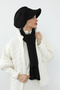 Winter Plain Cashmere Visor Cap and Scarf Set, Bat-2Dk, Black - 3