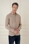 Slim Fit 100% Modal Men's Collared Long Sleeve Beige Shirt Gk 743 - 2
