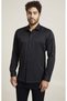 Slim Fit Cotton Satin Classic Black Shirt Gk 604 - 3