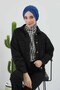 Winter Hijab Bonnet,B-9Rb,Dark Blue - 3