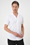Slim Fit Apaş Collar Short Sleeve Flexible Casual White Shirt g 1589 - 3