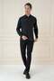 Slim Fit 100% Modal Men's Collared Long Sleeve Black Shirt Gk 743 - 3