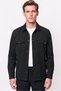 Comfort Fit Side Pockets Flexible Cotton Snap Fasteners Black Shirt Jacket C 736