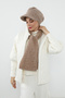 Winter Furry Cashmere Visor Hat and Scarf Set, Bat-2Tk, Stone - 5