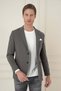 Slim Fit Pocket Pocket Stretchy Spandex Blend Plain Dark Khaki Blazer Jacket C 696 - 2