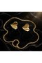 Gold heart velvet earring - 2