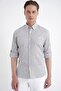 Comfort Fit Foldable Cuff Collar 100% Cotton Khaki Striped Shirt g 1600 - 3