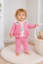 Baby Girl 3-Piece Set Floral Knitted Collar Ruffle Jacket Top and Bottom 3-Piece Set 6-9-12-18-24 Months - 2