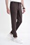 Comfort Fit Comfortable Fit Elastic Waist Dobby Woven Flexible Cotton Brown Jogger Pants P 1217 - 3