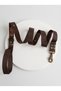 Dog Walking Leash Collar 2.5 cm Width Solid Color Column Cord Dark Brown - 2