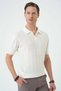 Comfort Fit Polo Neck Cotton Short Sleeve Casual Ecru Knitwear T-Shirt Tr 880 - 3