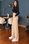 Bej Scuba Creepy Front Pleated Pa Palazzo Pants (Launch Price for a Limited Time) - 5