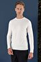 Slim Fit Ribbed Plain Ecru Wool Crew Neck Knitwear Sweater Tr 858 - 5