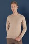 Slim Fit Ribbed Plain Beige Wool Crew Neck Knitwear Sweater Tr 858 - 6