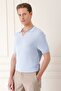 Slim Fit Polo Neck Short Sleeve 100% Cotton Blue Knitwear Tr 868 - 3