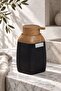 Wooden Patterned Black Striped Square Liquid Soap Dispenser