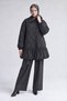 Wide collar balloon skirt quilted coat black - 4