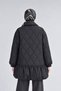 Wide collar balloon skirt quilted coat black - 5