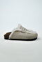 Alka Fur Women's Vegan Leather Beige Sabo Slippers - 4