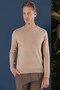 Slim Fit Ribbed Plain Beige Wool Crew Neck Knitwear Sweater Tr 858 - 5