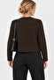 Women's Bitter Brown Melange Collarless Regular Fit Knitwear Jacket Cardigan - 2