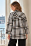 Women's Gray Men's Collar Oversize Jacket with Slits on the Sides Arm-26K001009 - 2