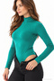 Women's Viscose Turtleneck Bodysuit - Green