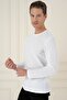 Slim Fit Cotton Honeycomb Woven Long Sleeve Polo Collar White T-Shirt Ts 891 - 3