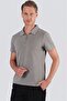 Slim Fit Cotton Zippered Polo Collar Gray T-Shirt Ts 871 - 4