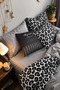 Fitted Sheet Duvet Cover Set Single Leopard Pure Black White - 5
