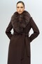 Detachable Fur Belted Long Cashmere Coat K. Brown 3133-Tk - 6