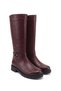 Women's Burgundy Antique Zippered Thick Heeled Genuine Leather Boots - 5
