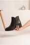 Leno Black Side Zipper Low Heeled Winter Women's Boots - 3