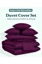 6 pcs Striped Duvet Cover Set King Size 220x240 Bedding Set – 1 Fitted Sheet, 1 Quilt Cover, 4 Pillowcases, Purple - 5