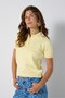 Women's Yellow Short Sleeve Polo Collar Buttoned Knitwear Sweater5273 - 2
