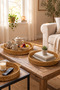 Set of 3 Round Rattan Trays with Wicker Look, Plastic Serving, Presentation and Organizer Tray