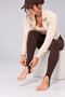Women's Brown Color Inside Fleece High Waist t Shaping / Sculpting Heeled Winter Ş Fleece-Lined Füzo Leggings - 5