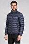 Men's Navy Blue Water and Wind Resistant Lightweight down Jacket with Internal Pocket and Zipper - 2