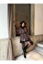 Imported Cashew Fabric Leopard Pattern Belted Belt and Zipper Detail Lined Design Trench Coat - 7