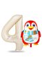 Cute Penguin Balloon 4Th Birthday Balloon Set Penguin Concept and Cream Color Number Balloon - 2