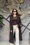 Women's Lined-Belted Slit Detailed Regular Fit Wool Cashmere Coat Sun169