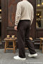 Men's Fabric Baggy Fit Pleated Brown Trousers - 7