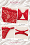 Red Underwire Lace Bra Set - 4