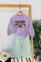 My Little One's Cicileri Future Artist Printed Sweatshirt and Green Striped Girl's Pants Set - Lil - 2